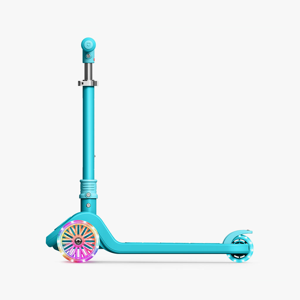 side profile of blue bloom kick scooter