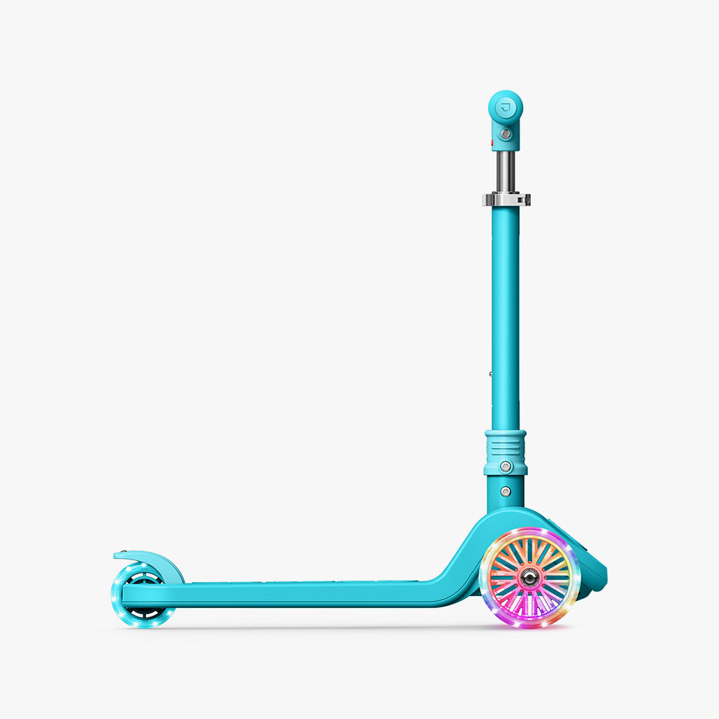 side profile to the right of blue bloom kick scooter