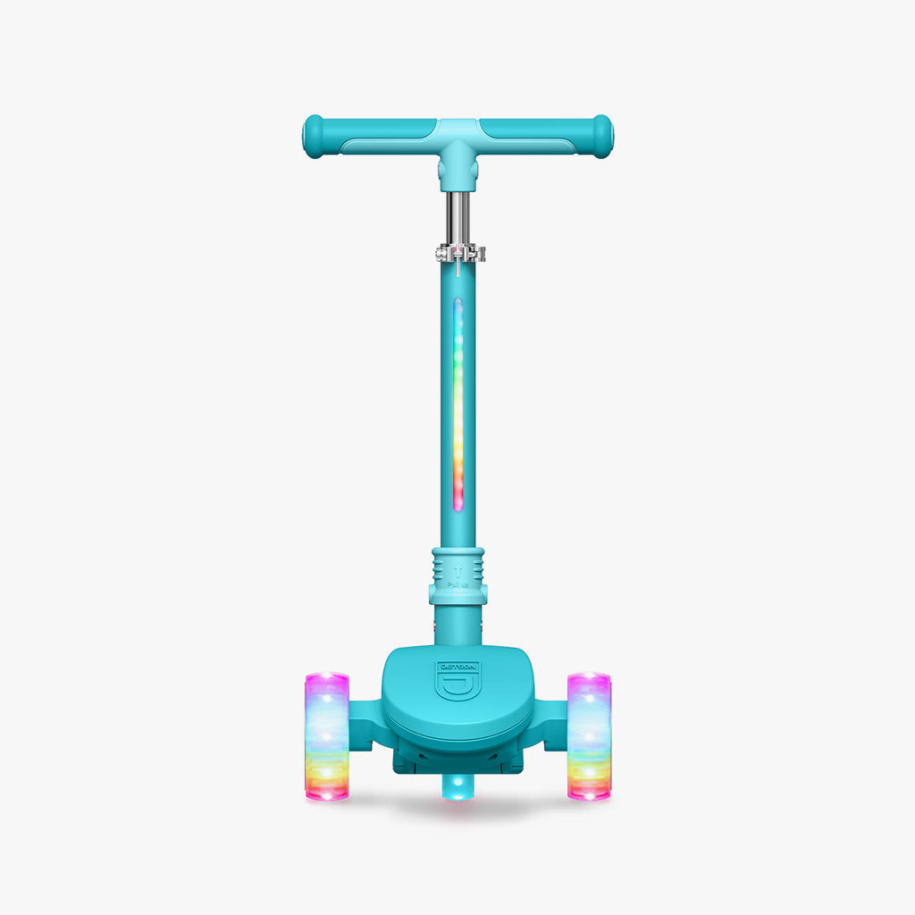 front view of blue bloom kick scooter