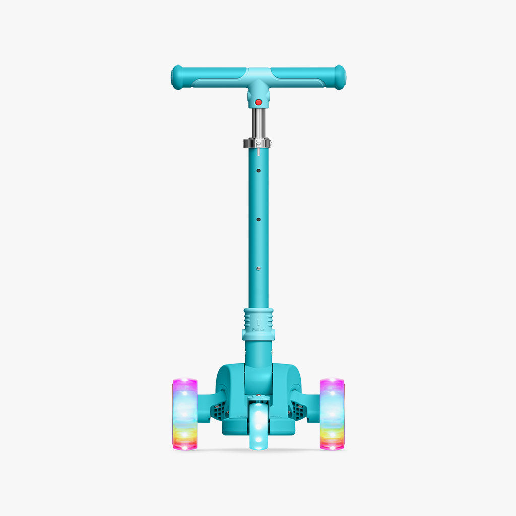 rear view of blue bloom kick scooter