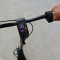 close up of handlebar display on eris pro electric scooter