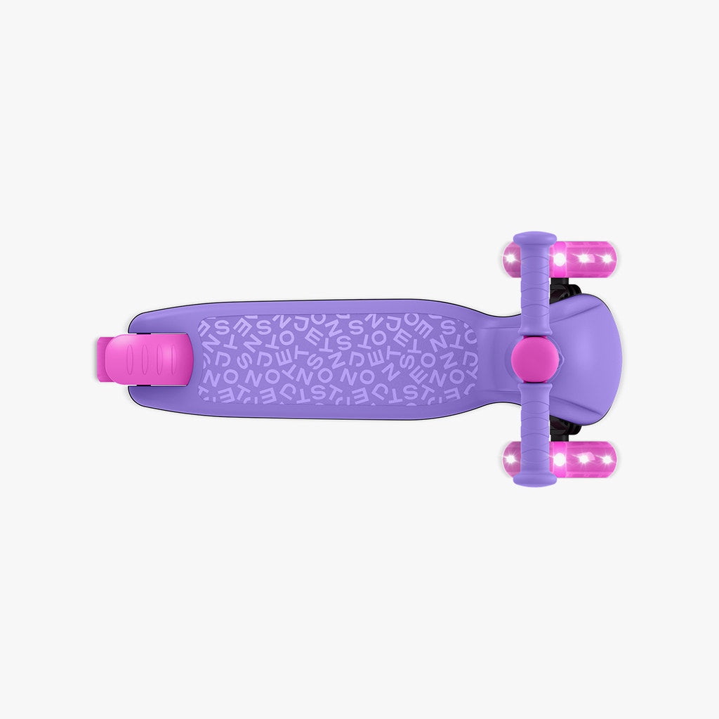 top view of pink gem kick scooter deck