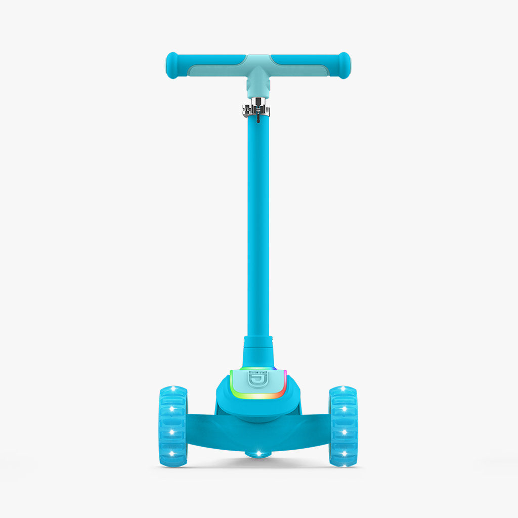 front view of blue halos kick scooter