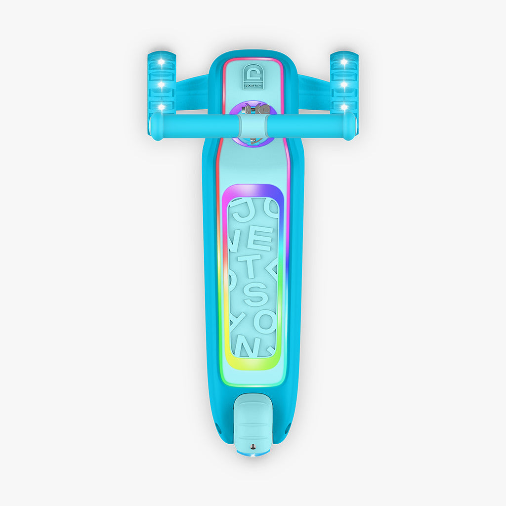 overhead view of light up scooter deck