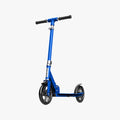 blue hex kick scooter facing forward on a diagonal