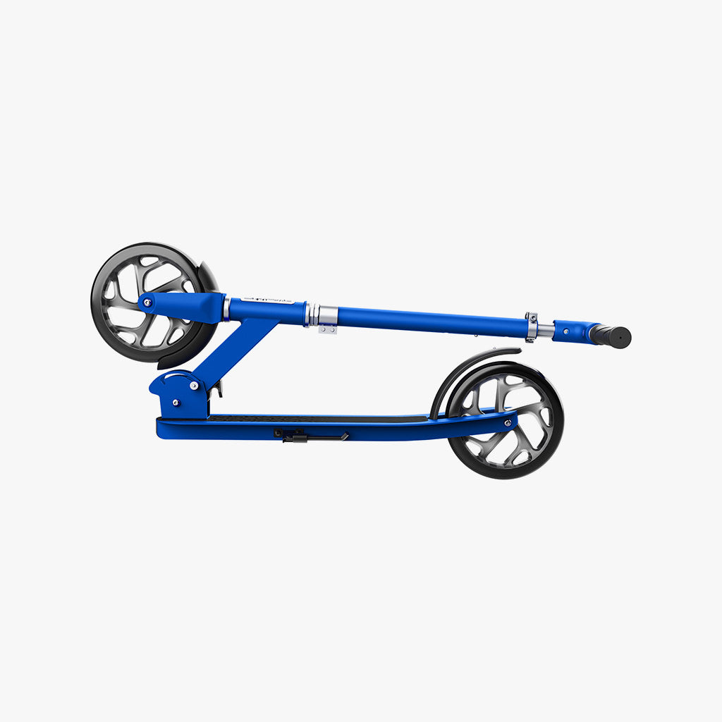 folded blue hex kick scooter