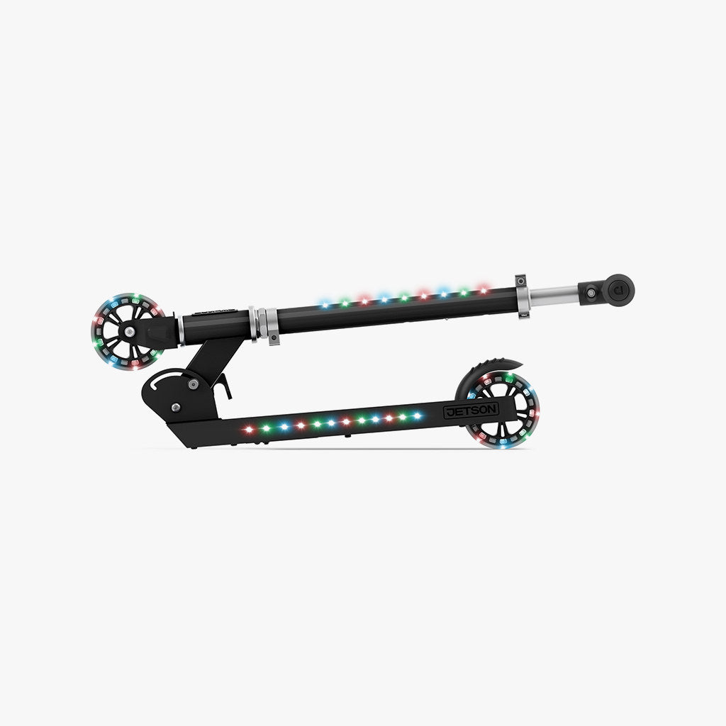 new black jupiter kick scooter folded in half