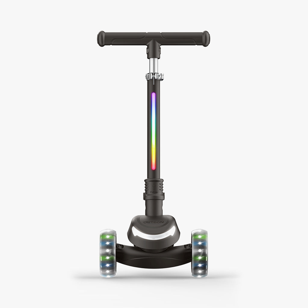 forward facing black leap kick scooter