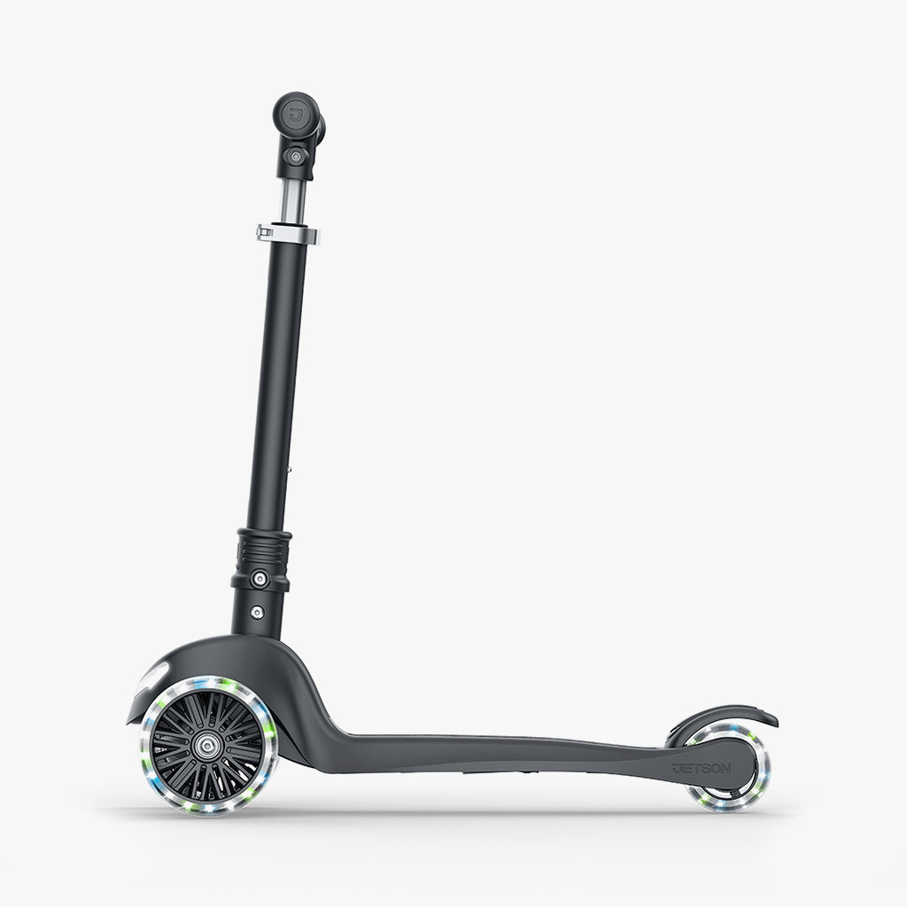 black leap kick scooter facing to the left