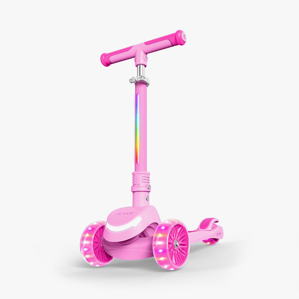 pink leap kick scooter with light up stem and wheels