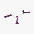 close up of the handlebars on purple jetson light rider bike