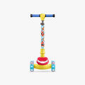 straight on view of the mickey mouse kick scooter with headlight