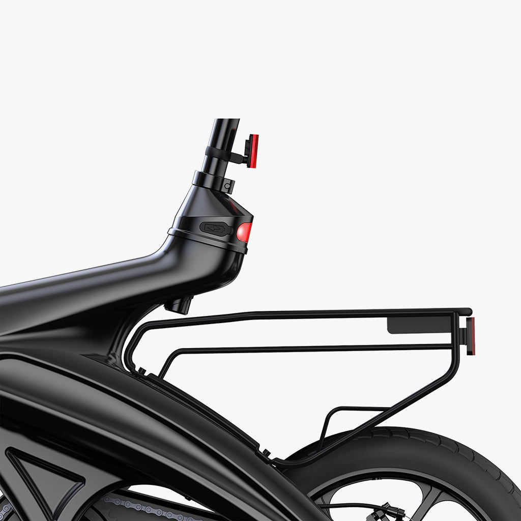 close up of rear rack on otg elite electric bike