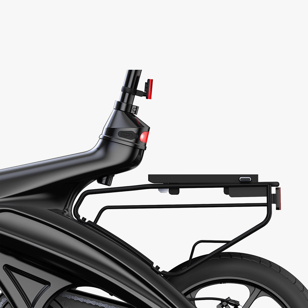 close up of rear rack attachment on otg elite electric bike