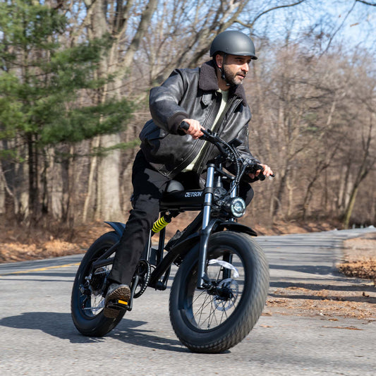 person riding otto electric bike outside