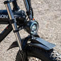 close up of front headlight on otto electric bike