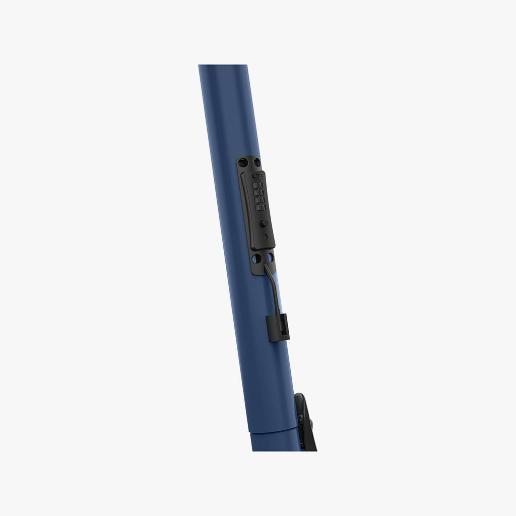 close up of built in lock on shield electric scooter