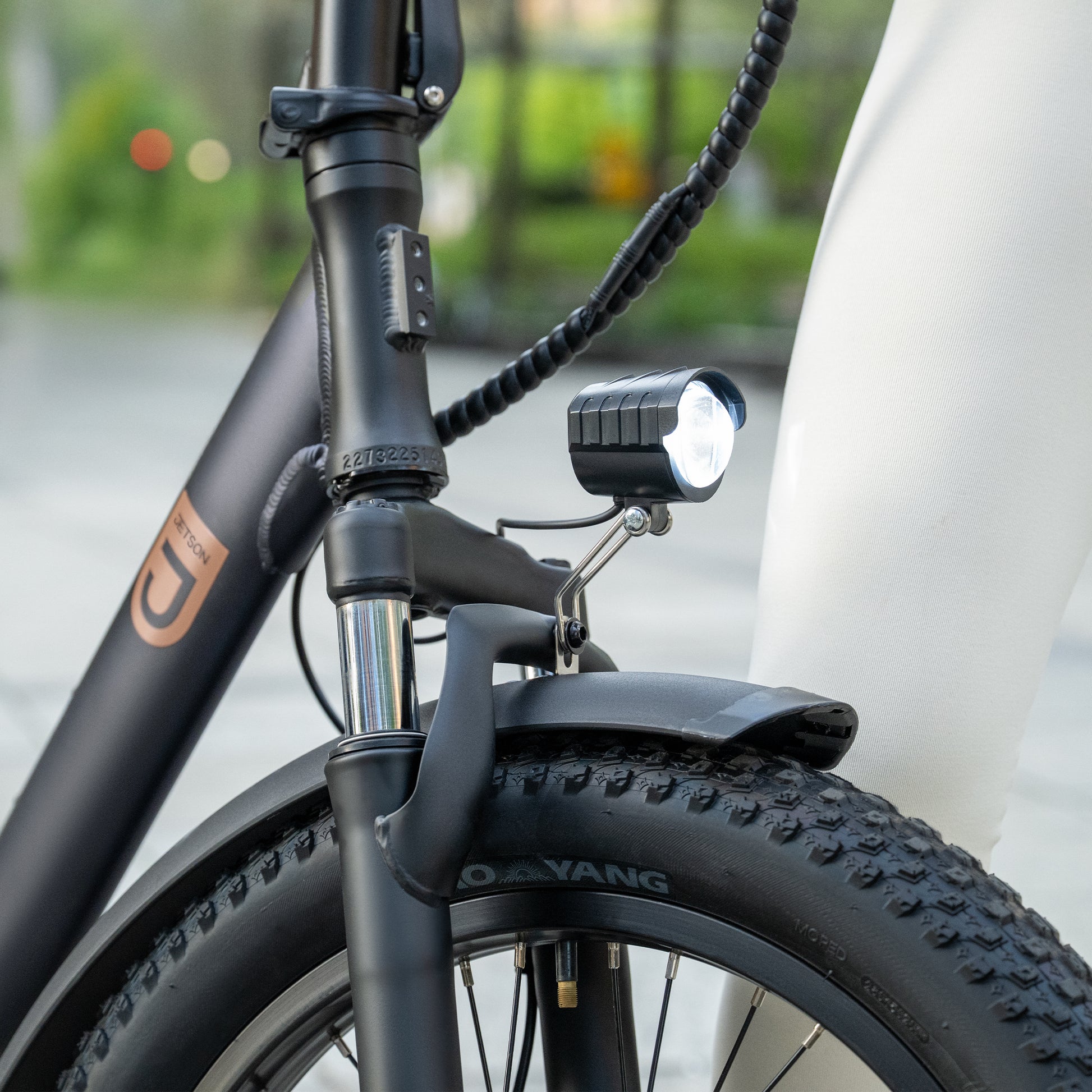 close up of headlight on Venture electric bike