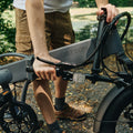 handlebar of warren electric bike folded down