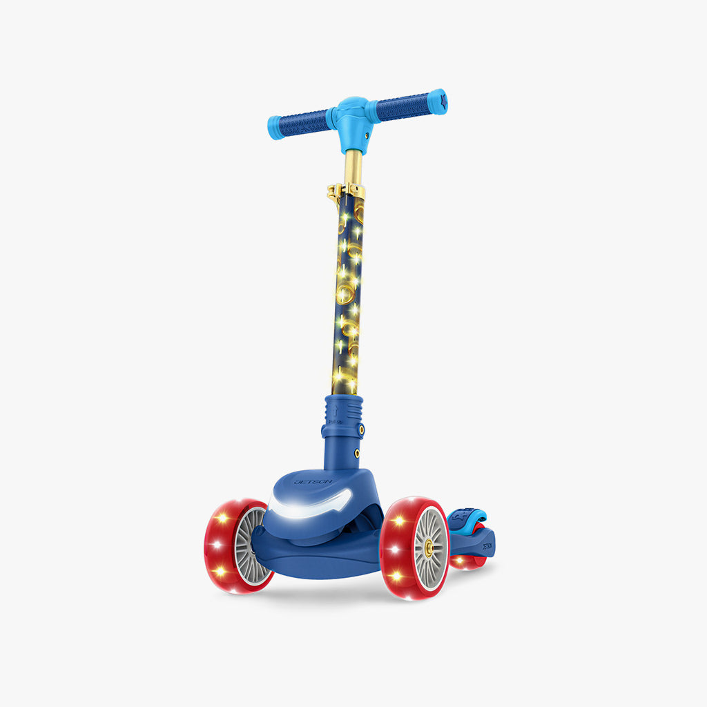 diagonal view of the lit up sonic scooter version 1