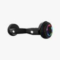 angled front view of black spin hoverboard