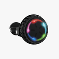 close up of wheel on black spin hoverboard