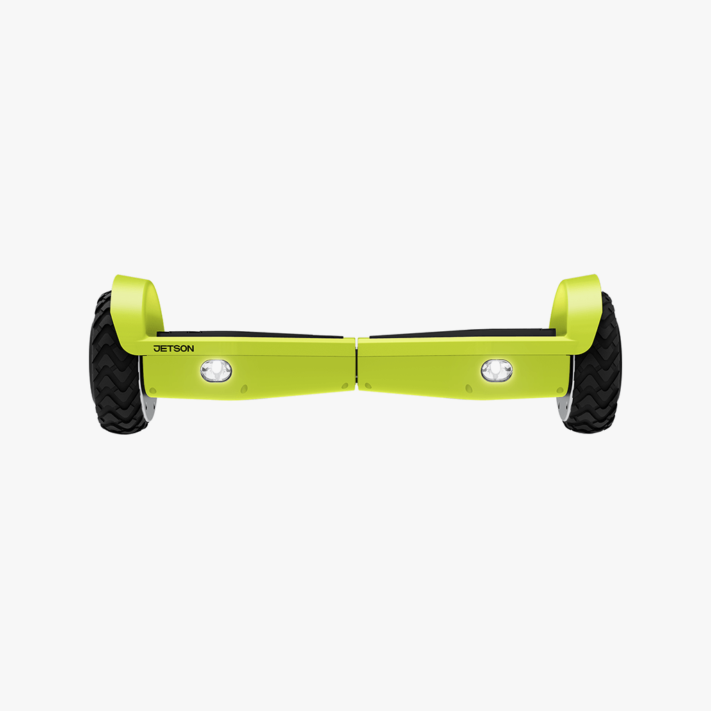 straight on view of electric yellow spin hoverboard