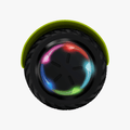 close up of wheel on electric yellow spin hoverboard