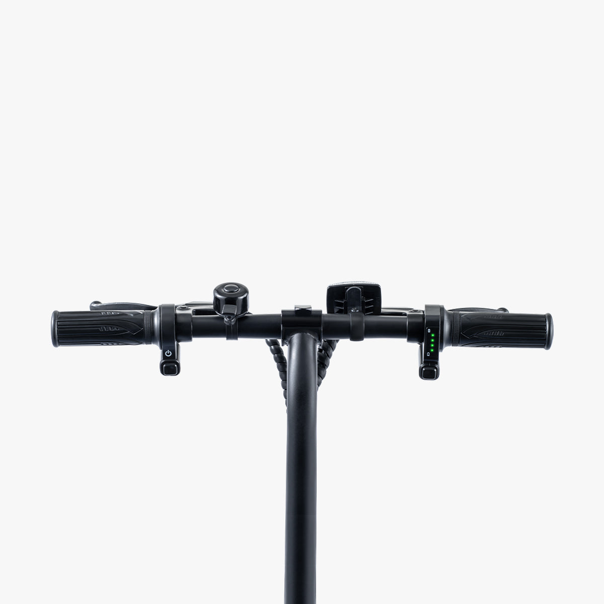 close up of the handle bars and the controls of the Atlas e-bike