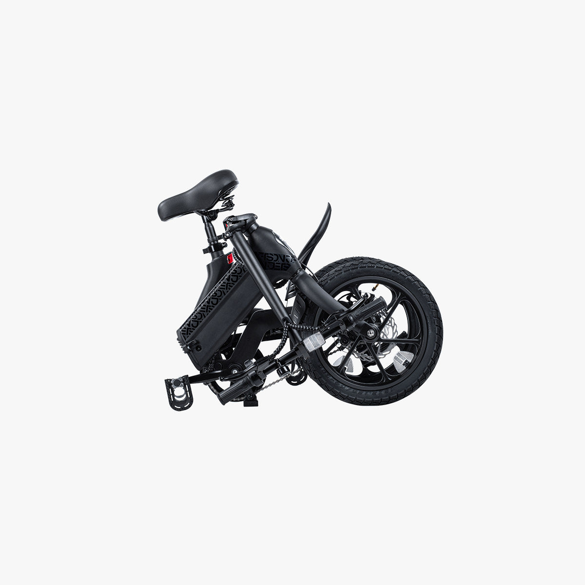 Haze electric bike completely folded facing right