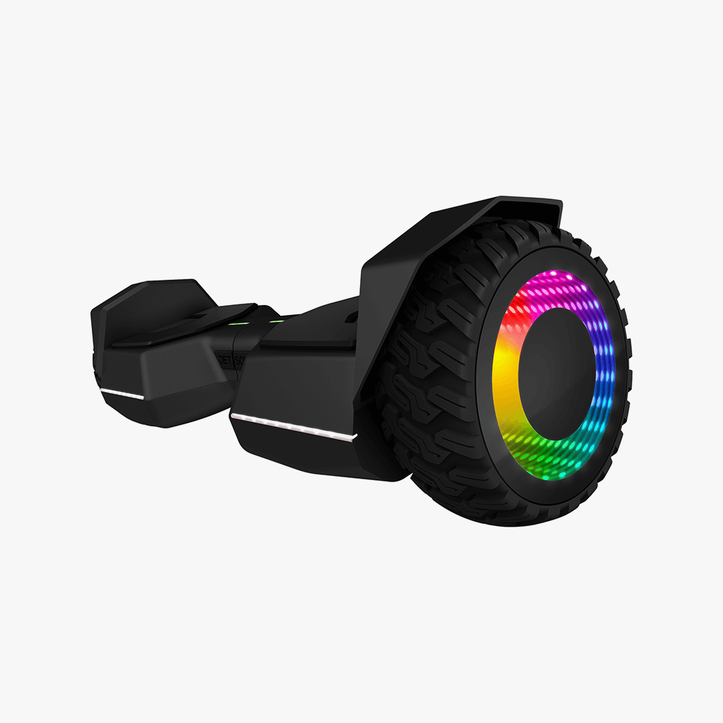 angled view of the black impact hoverboard