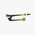 electric yellow juno kick scooter folded in half