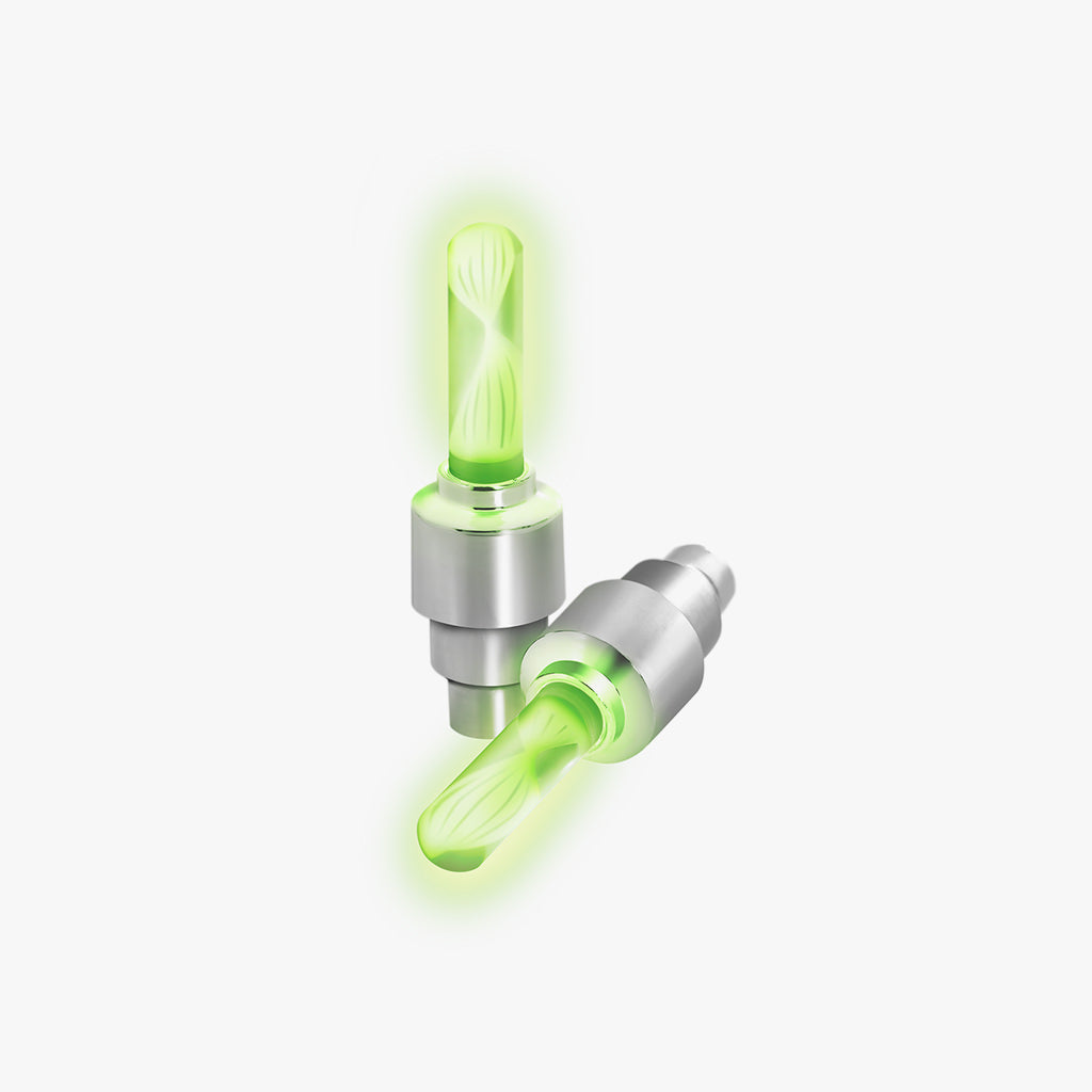 lime green light up valves for bike tires