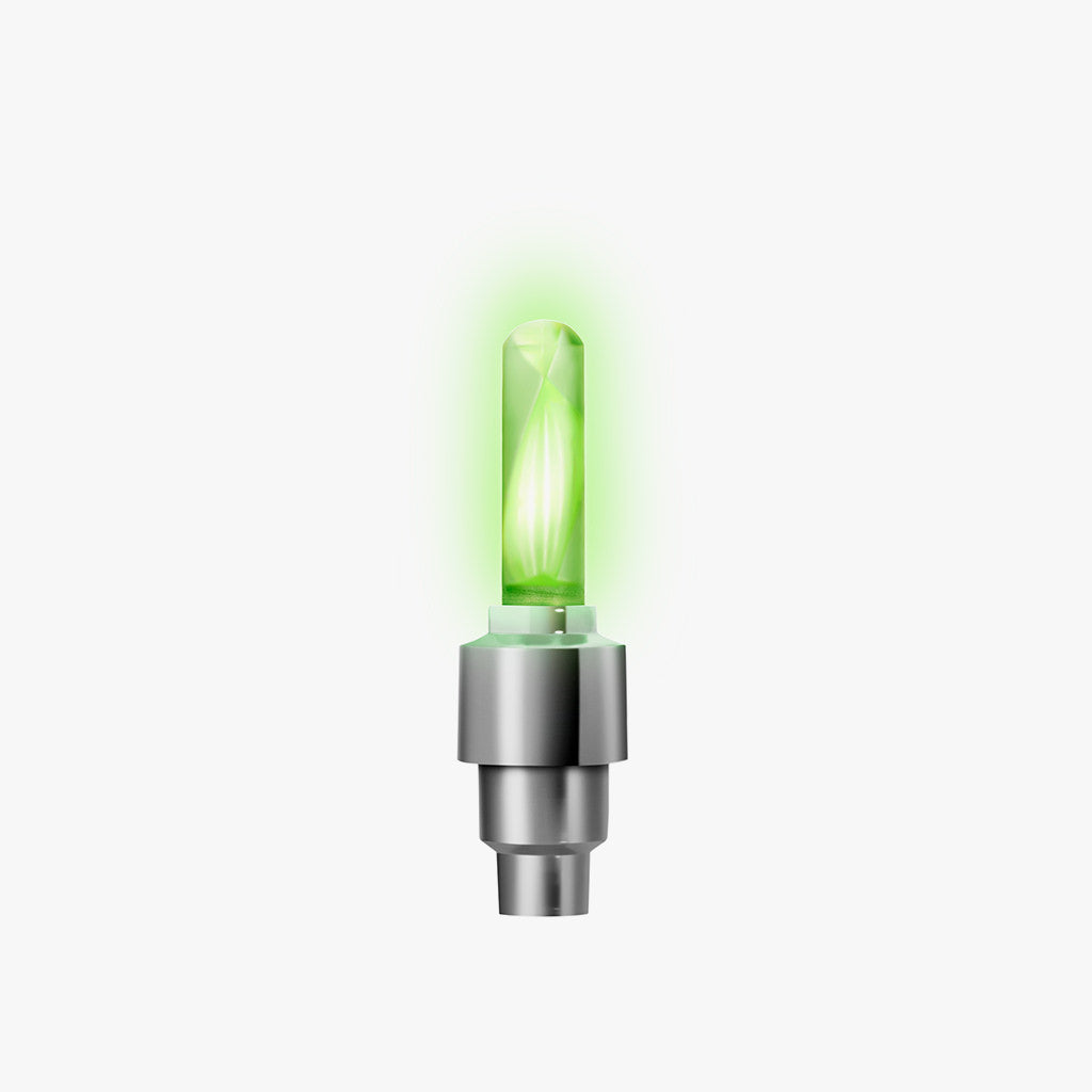 single lime green light up valve for bike tires