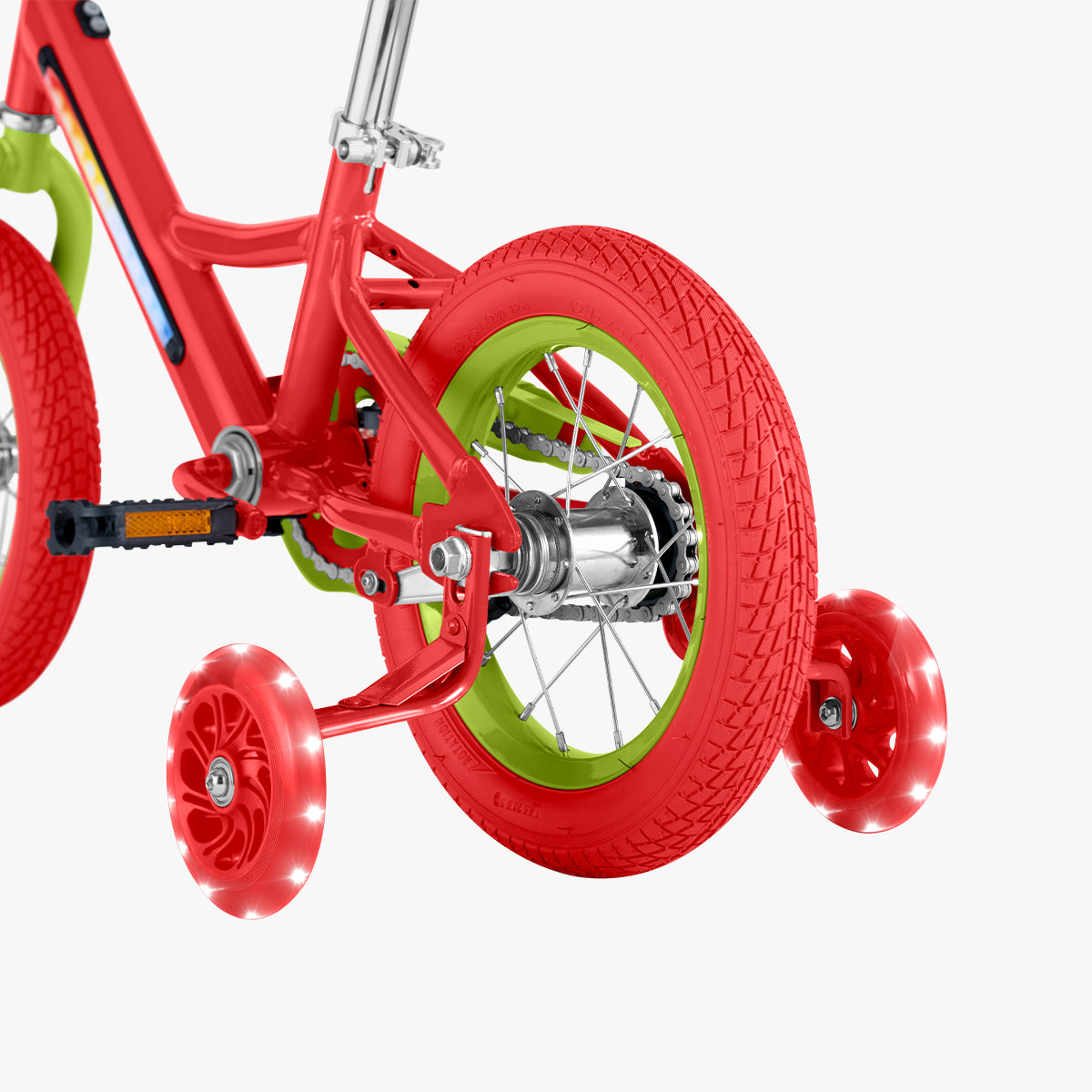 close up of the training wheels of the JLR G