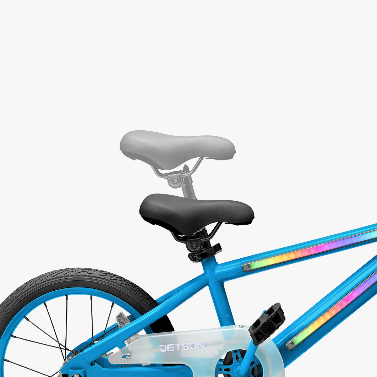 adjustable seat height on blue and black light rider 16 bike
