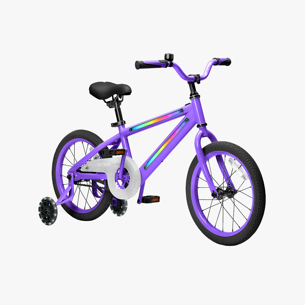 angled view of purple and black light rider 16 bike