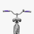 rear view of handlebars on grey and purple light rider