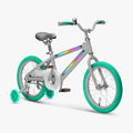 angled view of gray and green light rider bike