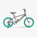 side profile of gray and green light rider bike