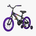 angled view of black and purple light 16 bike