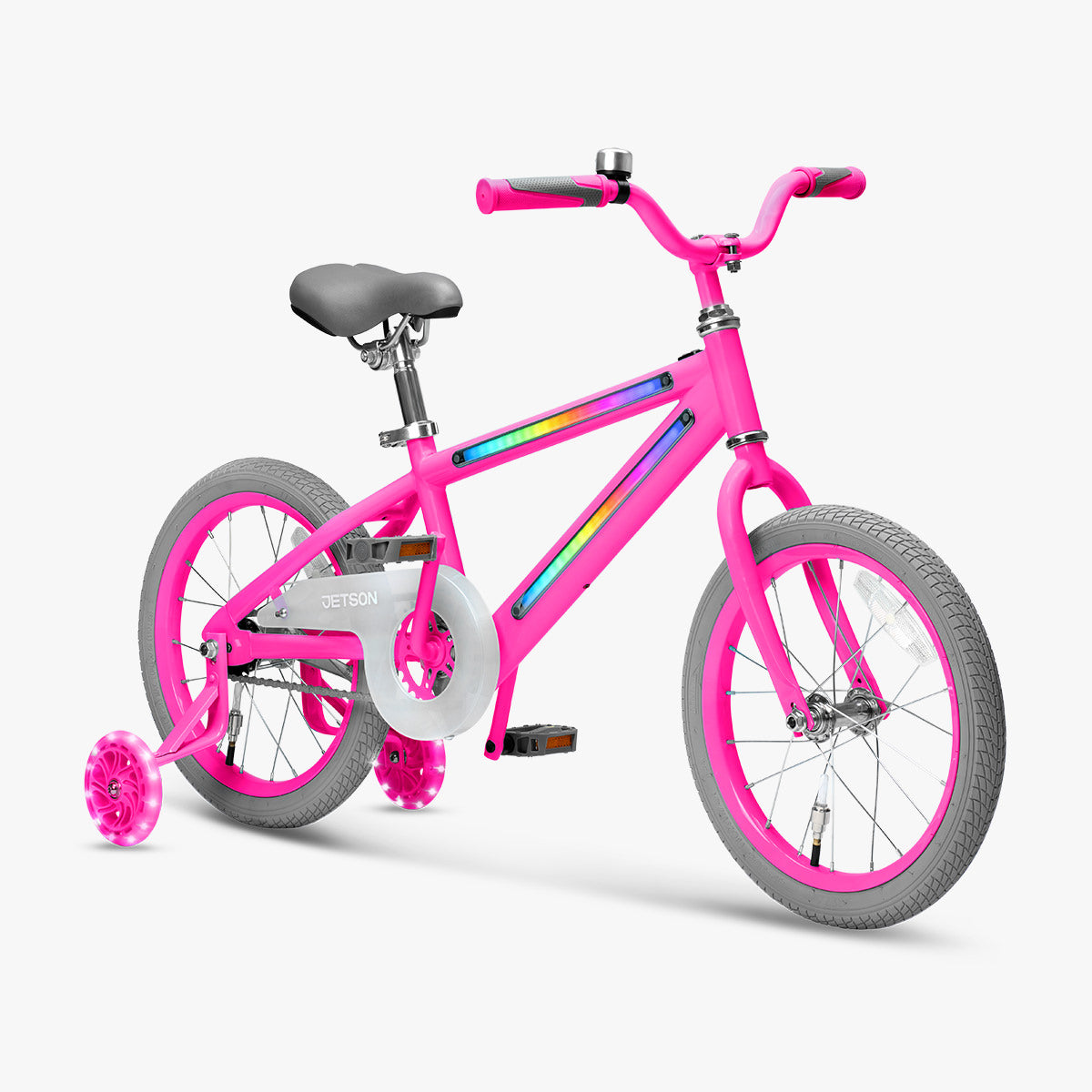 angled view of pink light rider 16 bike