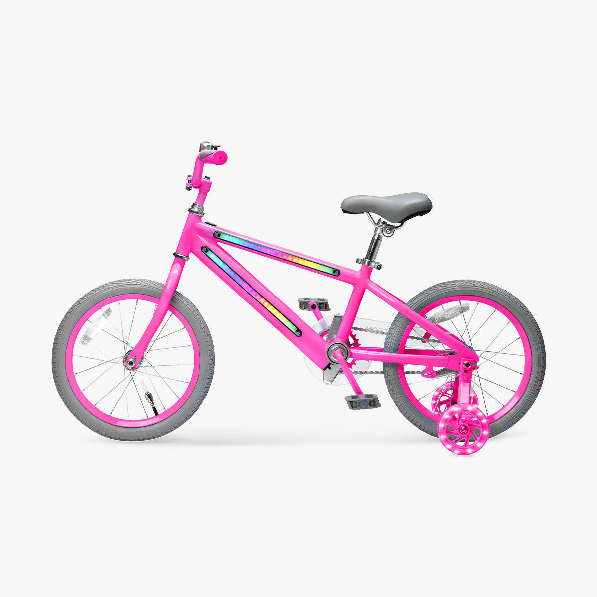 side profile of pink light rider 16 bike