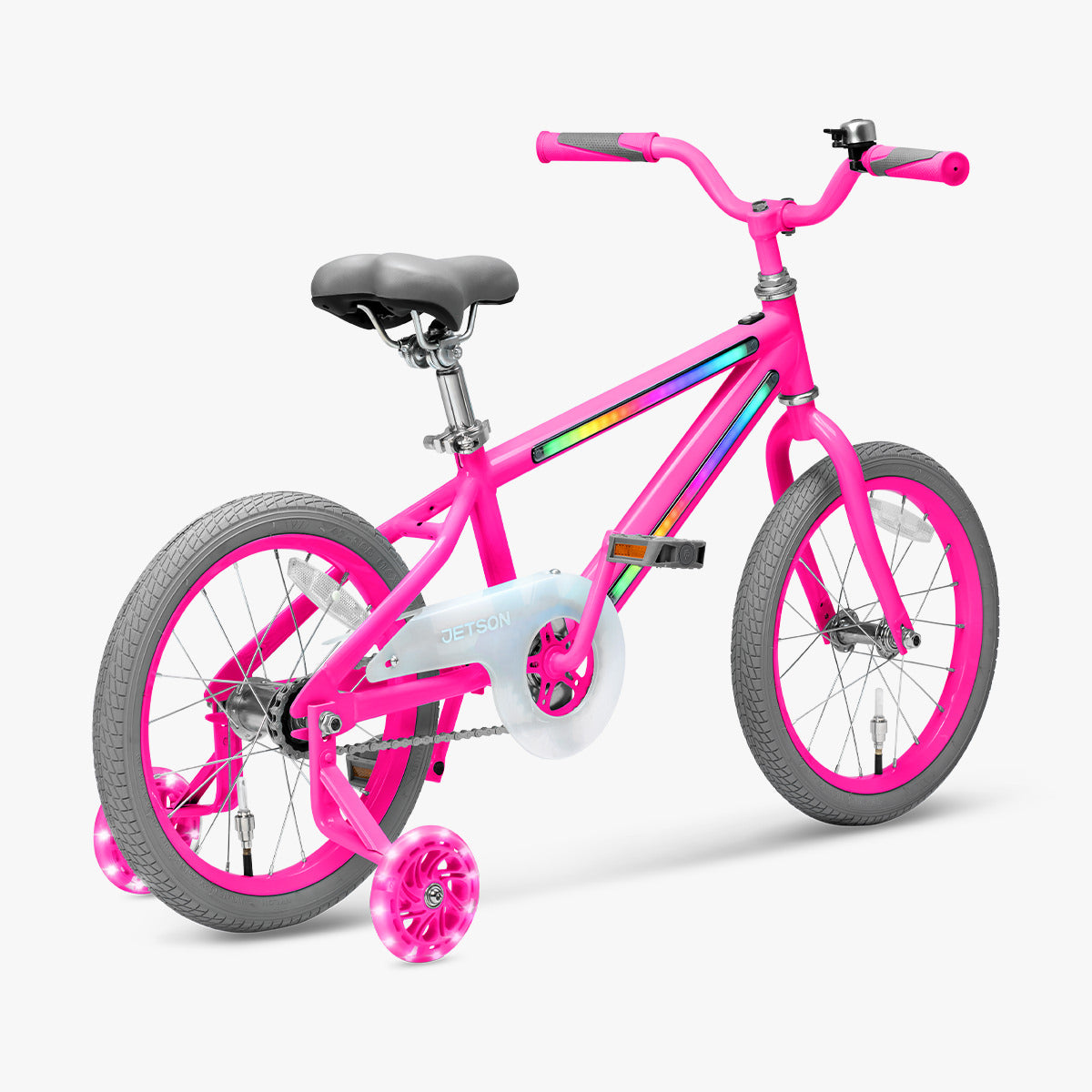 angled view of pink light rider 16 bike