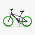 side view of the green JLR X bike facing to the left with the kickstand down