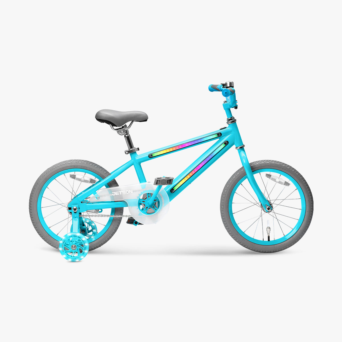 right side profile of blue and gray light rider 16 bike