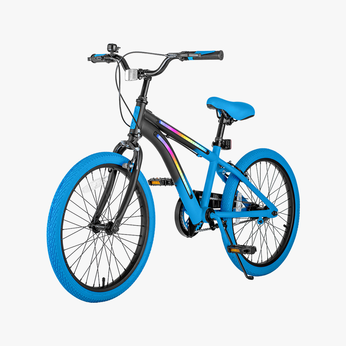 front view of the ombre blue JLR X kids bike