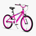 pink JLR X bike angled to the right with the kickstand down