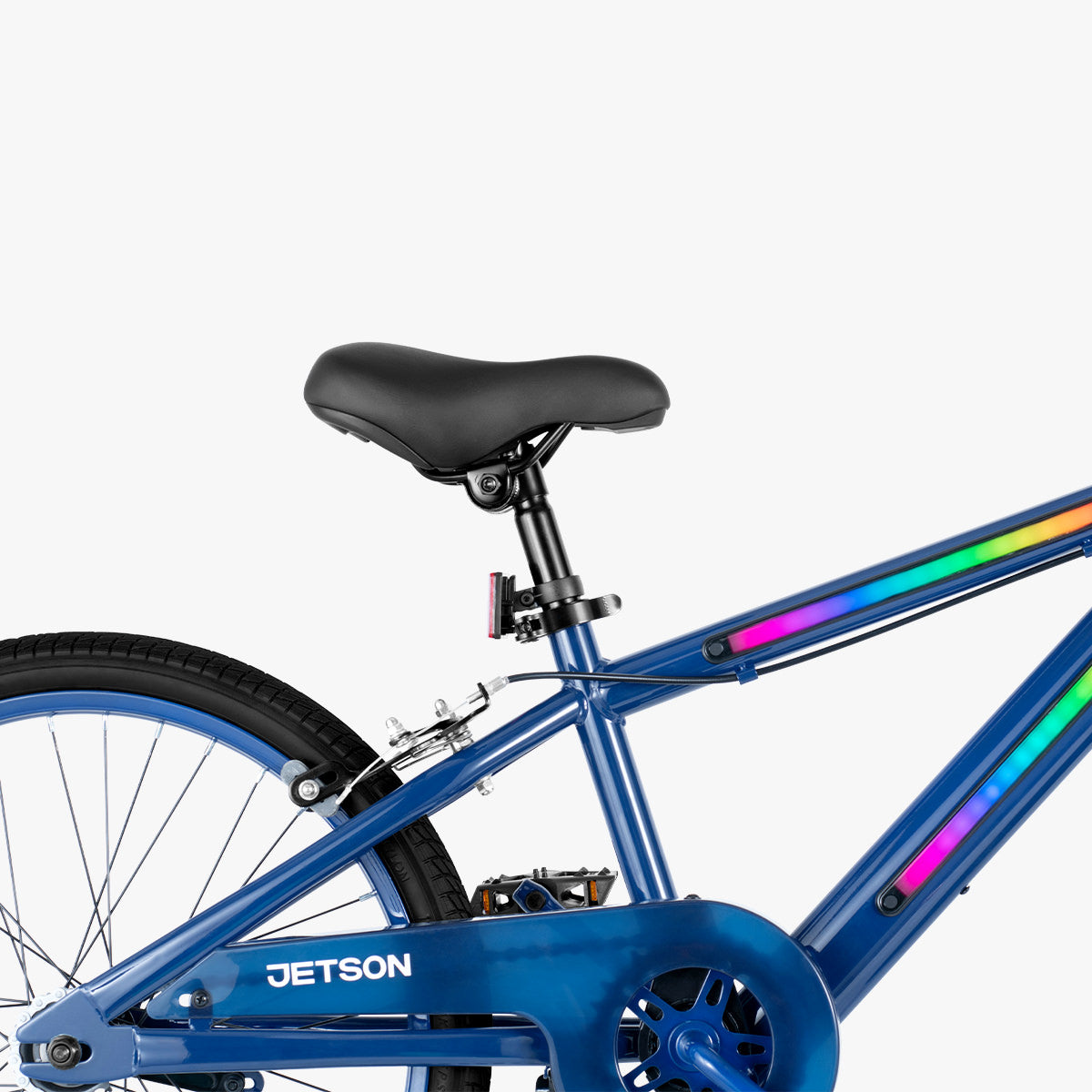 close up of JLR X bike seat that is not extended