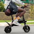 close up view of person riding black LX10